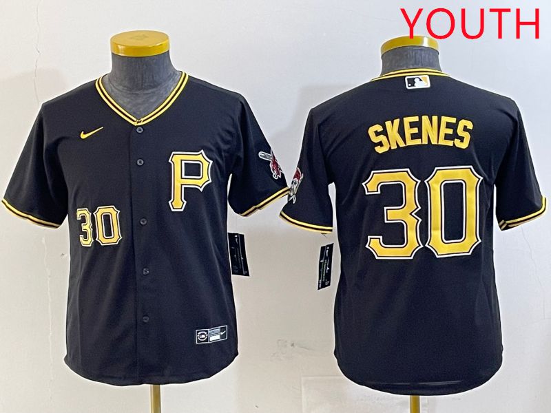 Youth Pittsburgh Pirates #30 Skenes Black Game 2025 Nike MLB Jersey style 2->youth mlb jersey->Youth Jersey